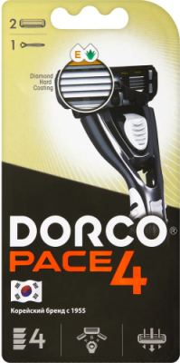 DORCO станок д/бритья муж. pace 4 с кассетами сменными 2шт